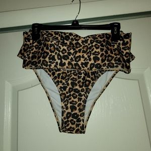 Leopard print two piece swimsuit